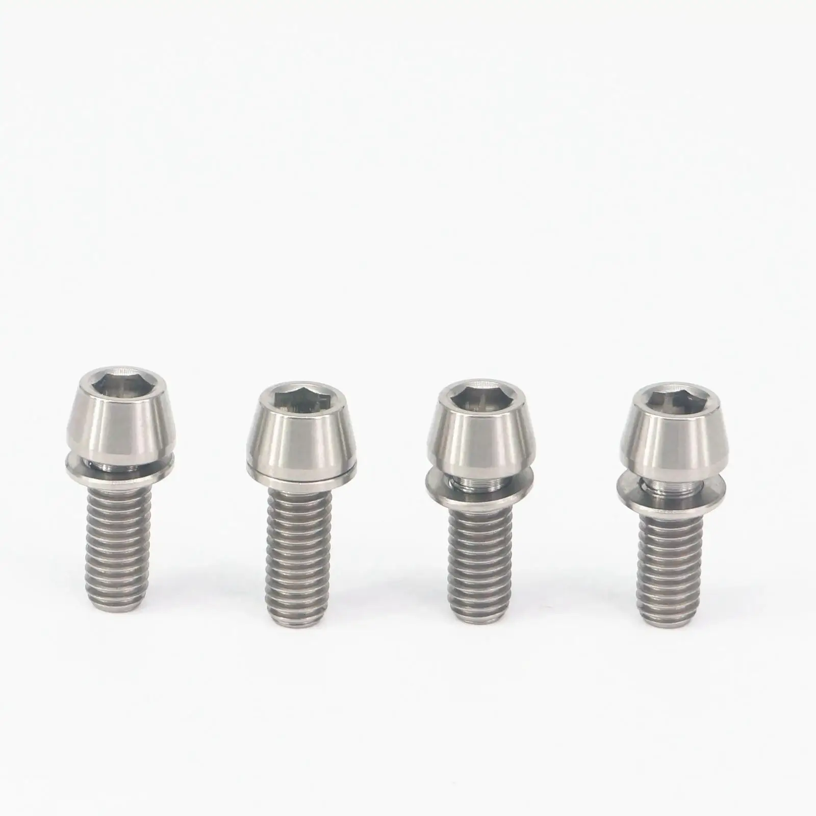 

LOT 4 M6 x 16mm Original Color TC4 GR5 Titanium Alloy Allen Hex Screw Taper Cone Head Bolts With Washer For Bicycle