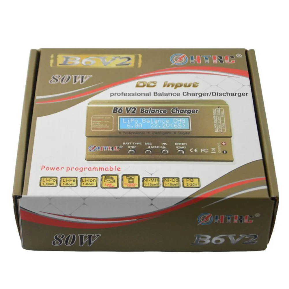 Многофункциональное зарядное устройство HTRC B6 V2 80 Вт 6A DC RC для LiPo LiIon LiFe NiCd NiMH LiHV PB