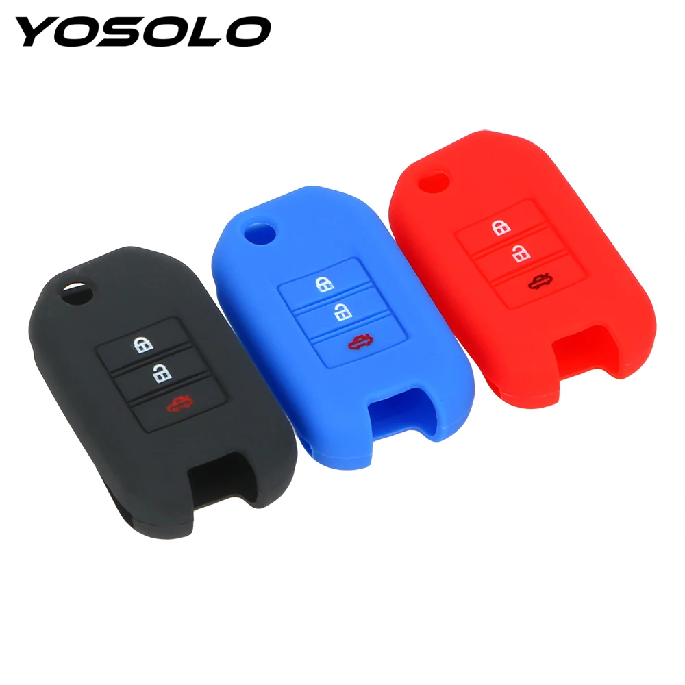 

YOSOLO 3 Buttons Car Key Shell Key Fob Shell For Honda Civic HRV Accord CRV Silicone Car Key Cases Car Accessories