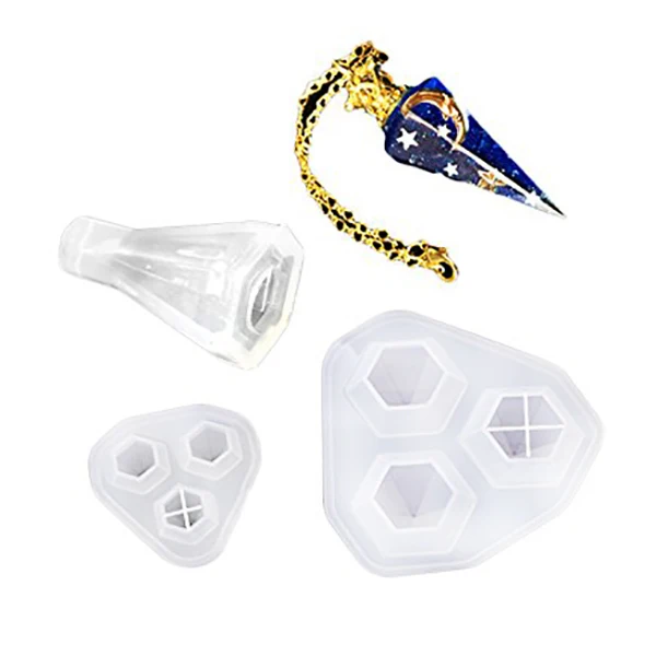 3Pcs Diamond Three Pyramid Shape DIY Silicone Mold Jewelry Pendant Necklace Resin Beading Casting Mould for Craft Making | Украшения и
