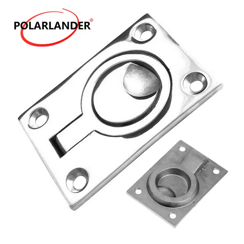 

1 PC Stainless Steel Durable square handle floor buckle Flush Mount Ring Pull Handle 62x43mm Boat Marine hardware
