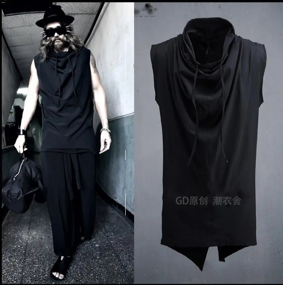 

Hot Summer New Hairstylist Nightclub Slim Tide Loose Sleeveless Vest Mens Personality Waistcoat Vest Singer Costumes