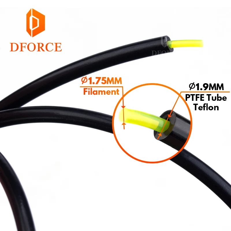DFORCE черная PTFE трубка тефлонто 3D принтер hotend RepRap росток Боуден экструдер 1 75 мм