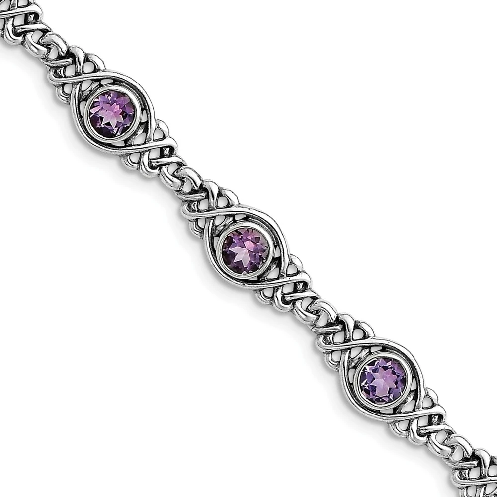 Серебряный лак отделка фиолетовый камень браслет |