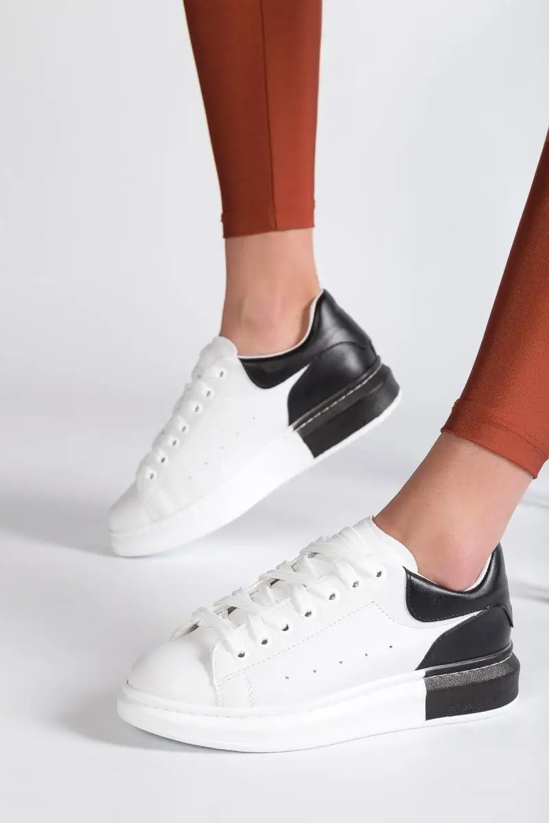 Soho Women Fashion White Platform Casual Shoes Mixed Black Chunky Trainer Sports Sneaker 12618 | Обувь