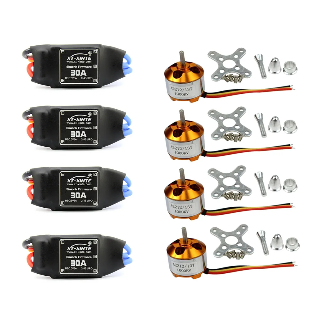 

Бесщеточный двигатель A2212 1000kv + контроллер скорости 30A ESC для квадрокоптера 4 6 осей, мультироторный самолет, 4 компл./лот