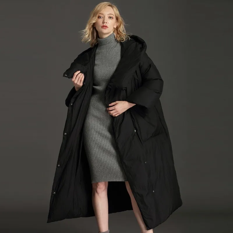 XS-7XL Женская куртка зимняя парка на утином пуху толстая теплая верхняя одежда