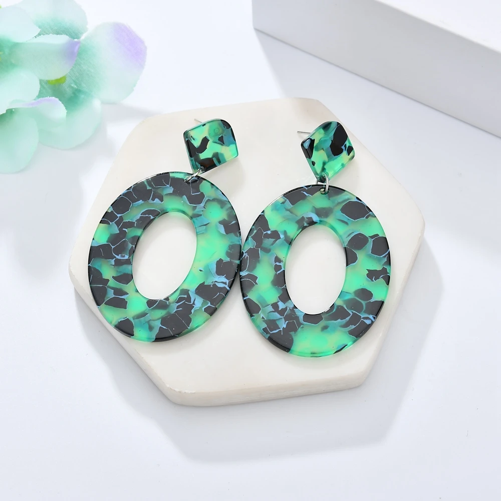 Женские Висячие серьги ZA овальные из акриловой смолы с геометрическим узором