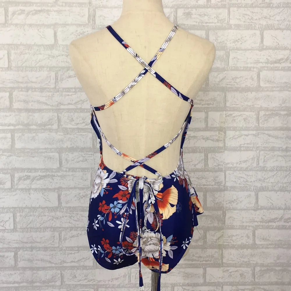 

2019 Push Up Sexy One Piece Swimsuit Female Jumpsuit Swimwear Women Bathing Suit Cross Bandage Lace Bikini Beach Wear Swimsuits