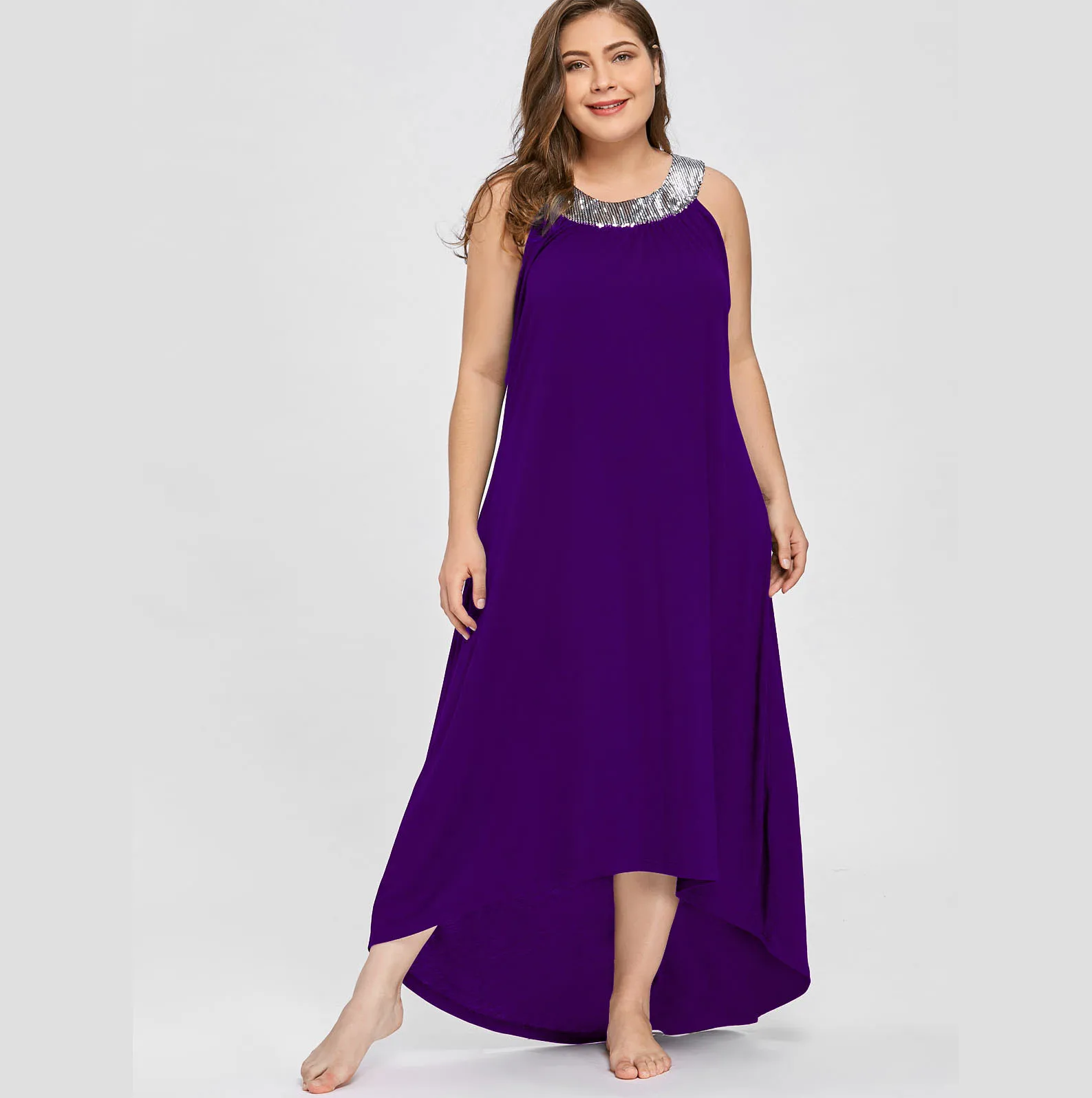 COCOEPPS Plus Size Women dress summer 2019 Sleeveless O Neck Cotton Dresses 4XL 5XL big Loose Sequin Casual Dress Vestidos | Женская