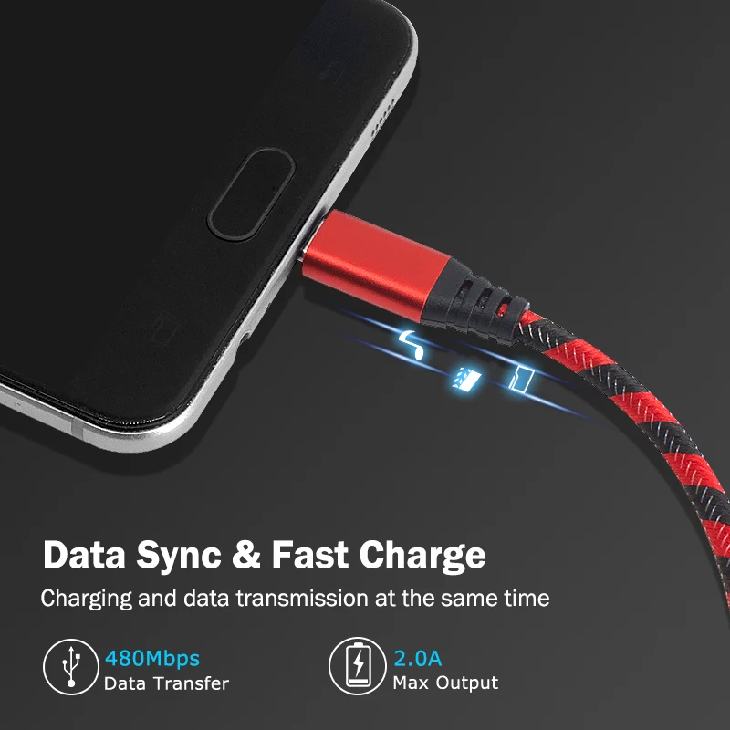 Универсальный кабель Micro USB 1 м 2 3 мобильный телефон зарядный шнур для передачи