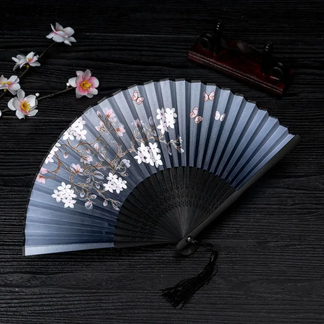 Women Japanese Style Plum Blossom Cherry Butterfly Prints Bamboo about 21cm Folding Fan | Дом и сад