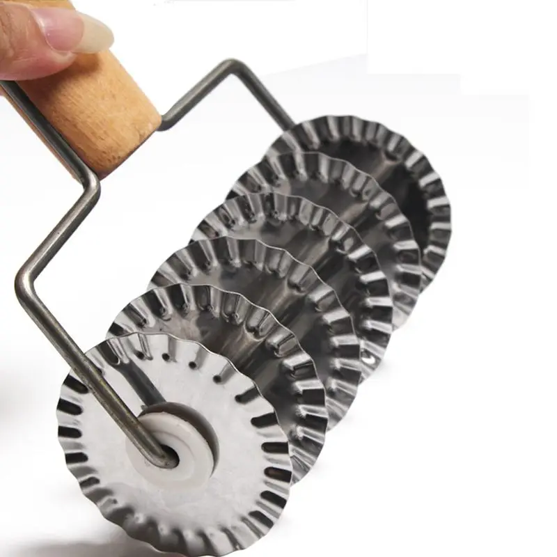 Новинка нержавеющая сталь + деревянная Тяговая сетка колесный нож пицца выпечка