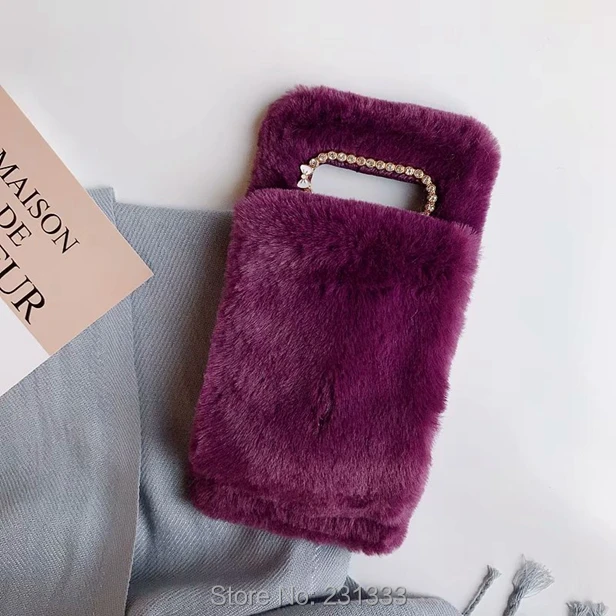 C-ku Алмазный блеск мехового мягкого чехла TPU для Samsung Galaxy S10 PLUS S10E A6S A8S Huawei P30 PRO Lite Удобная кожа для рук Крышка 1шт.
