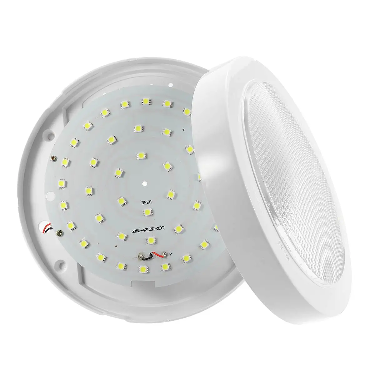 Accesorio de luz para el techo de 12V, 42 Uds., LED 6500K, blanco frío, para RV, Camper, remolque, barco, plástico redondo marino, 22x2,8 cm