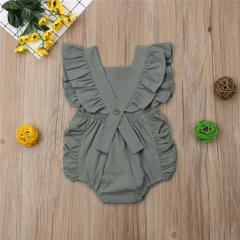 

Emmababy Newborn Infant Baby Girl Boy Ruffle Sleeveless Romper Jumpsuit Outfits Sunsuit