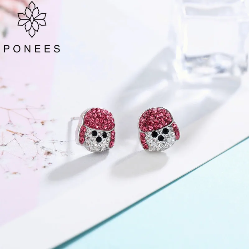 

PONEES 2019 New Fashion Pave Crystal Cute Pocky Piupiu Dog Stud Earrings For Women Puppy Earrings Animal Jewelry Free Shipping