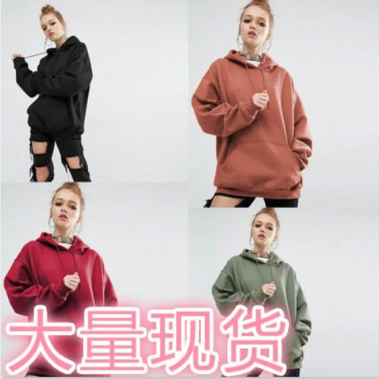 Женская свободная толстовка XXXXXL однотонная с рукавом летучая мышь теплый