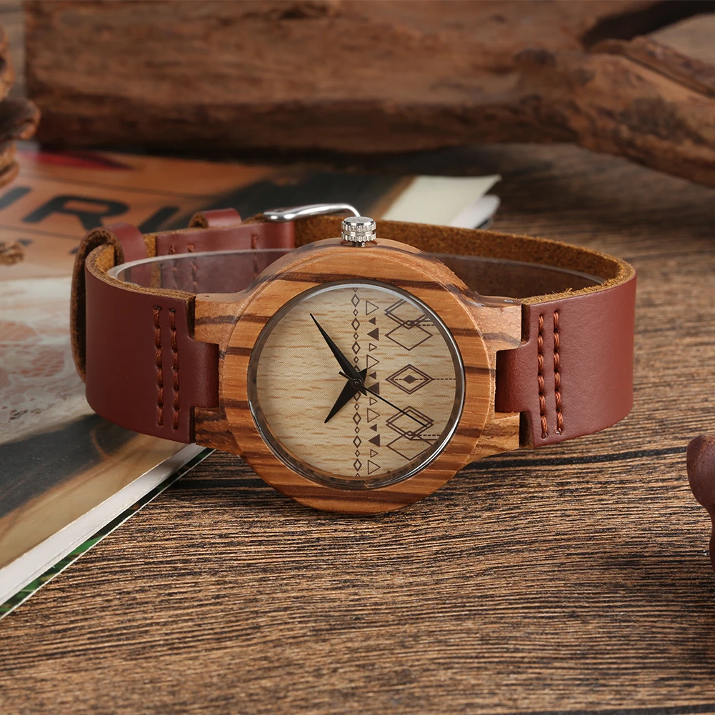

Casual Trendy Wooden Watch Premium Leather Band Ultralight Quartz Wooden Watches Female Gifts Timepieces Clock reloj femenino