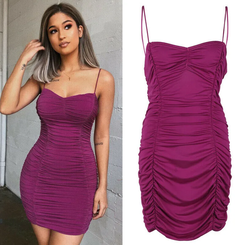 Женское облегающее платье-карандаш на бретелях-спагетти без рукавов | Женская