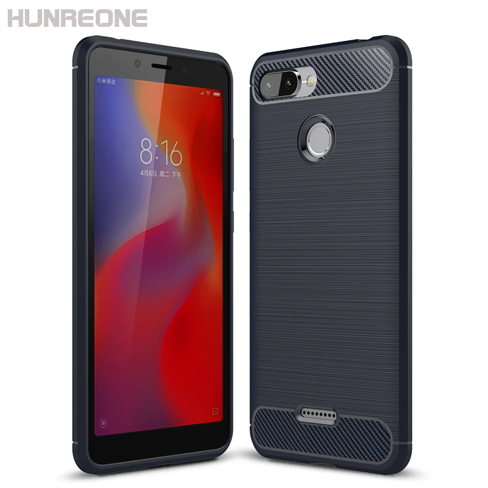 Чехол Hunreone из углеродного волокна и ТПУ для redmi 6 мобильный телефон чехол Xiaomi Redmi 6A