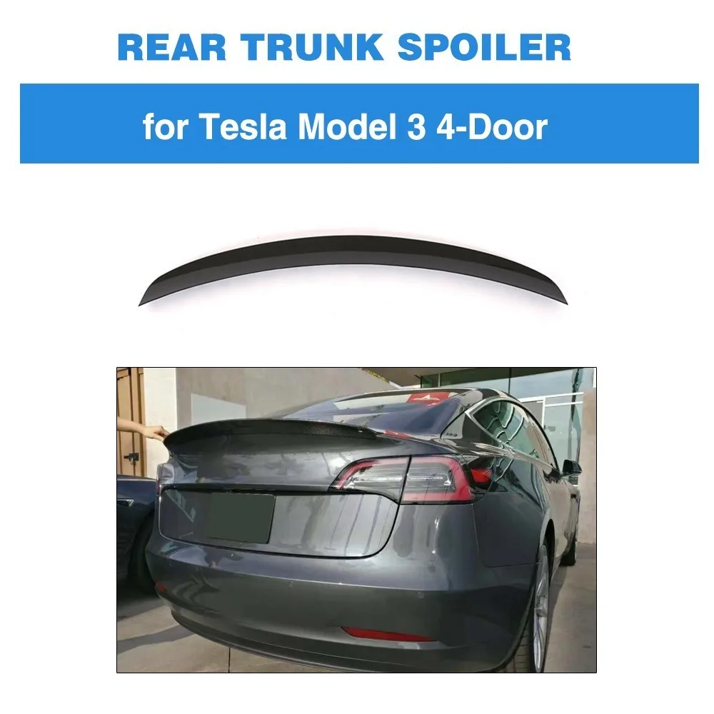 Для Tesla Model 3 Автомобильный задний спойлер для багажника из углеродного волокна 2016