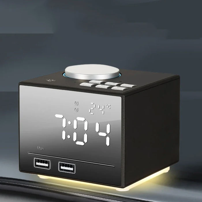 Креативный ночник Bluetooth будильник динамик с двойным USB интерфейсом зарядка аудио
