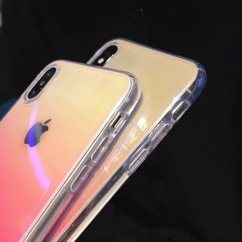 Прозрачный мягкий силиконовый разноцветный чехол Coque для Iphone X Xr Xs Max 6 S 6s 7 8 Plus 7plus