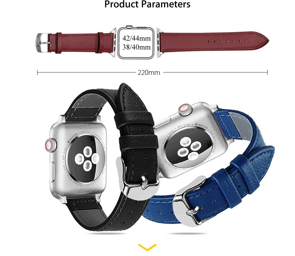 Ремешок из натуральной кожи для Apple Watch Band 42 мм 38 iWatch series 4/3/2 40 44 мм|Ремешки часов| |