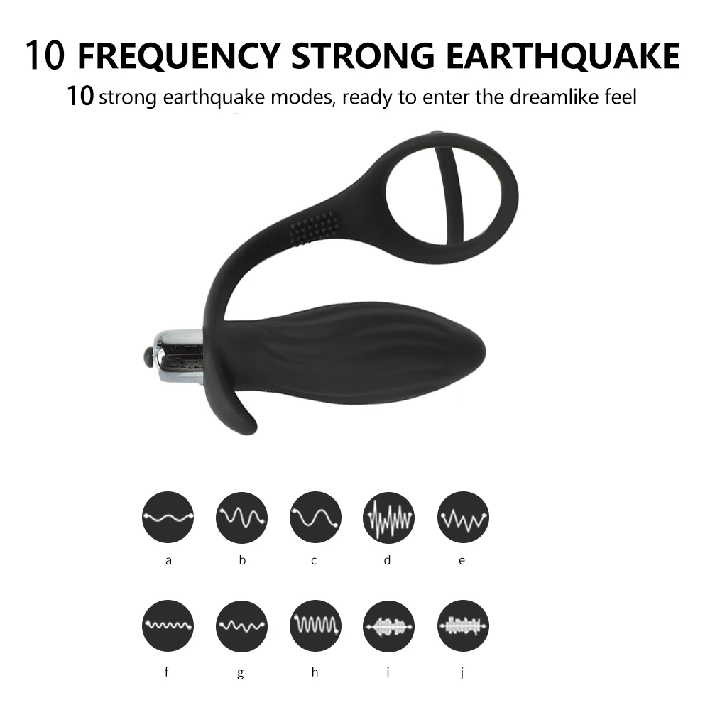 10 частотный Анальный массажер простаты с кольцом на пенис мужской мастурбатор