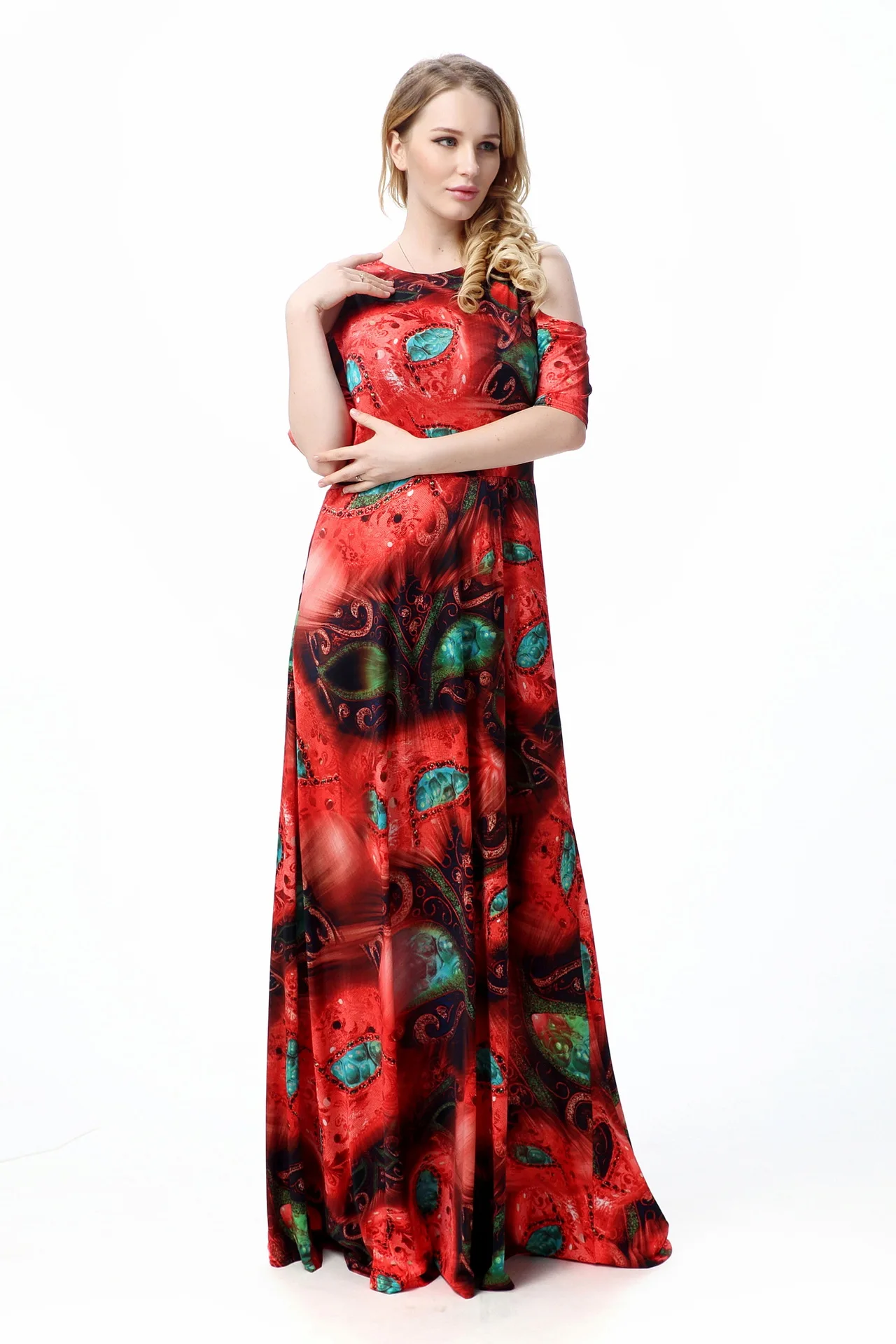 Платье-трапеция женское длинное из вискозы элегантный пляжный сарафан без