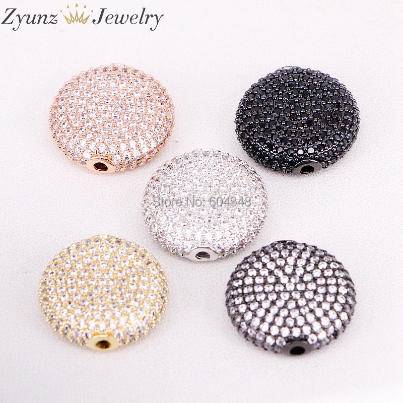 

5PCS ZYZ320-6881 Micro Round Beads, Metal Plated Round, Cubic Zirconia, Bracelet Connectors, CZ Space Bead, Cz Pave Beads