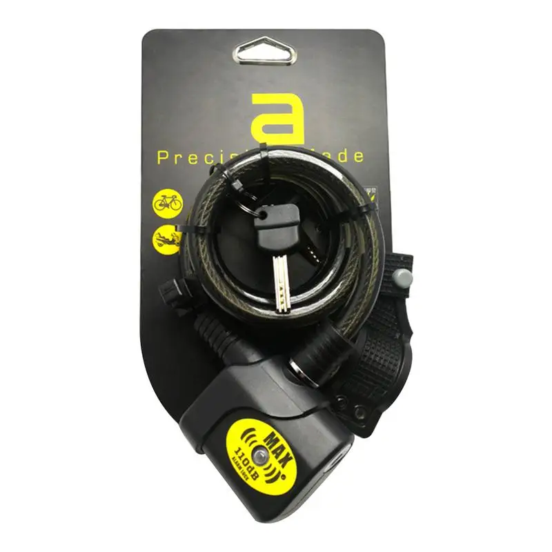 Durable 120cm 110dB Bike Bicycle Alarm Lock with 2 Keys Long Braided Alloy Steel Cable Mountain Accessory | Спорт и развлечения