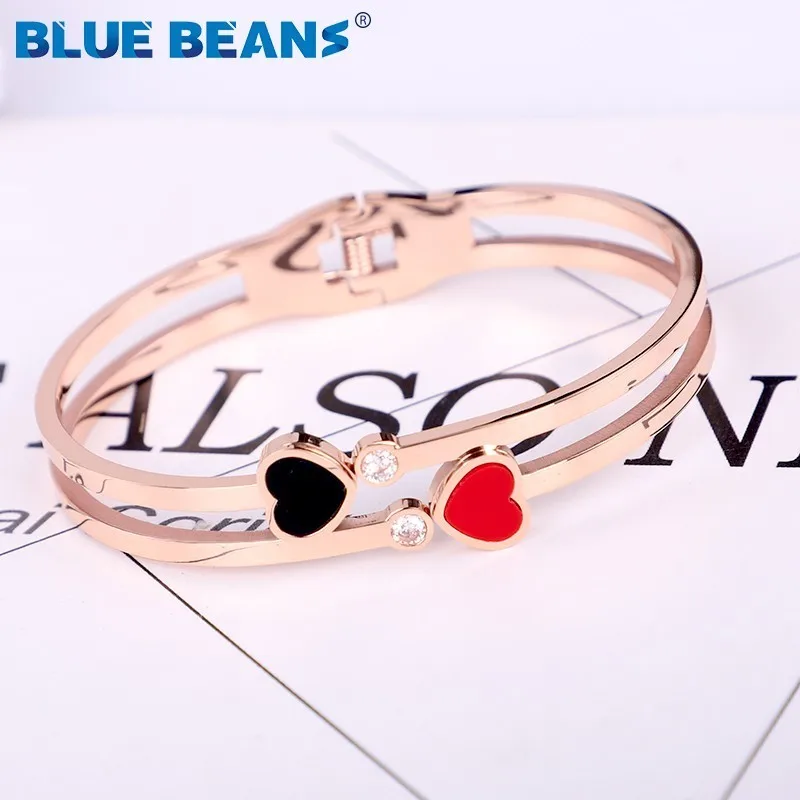 Женский браслет из нержавеющей стали Love браслеты розового золота с кристаллами