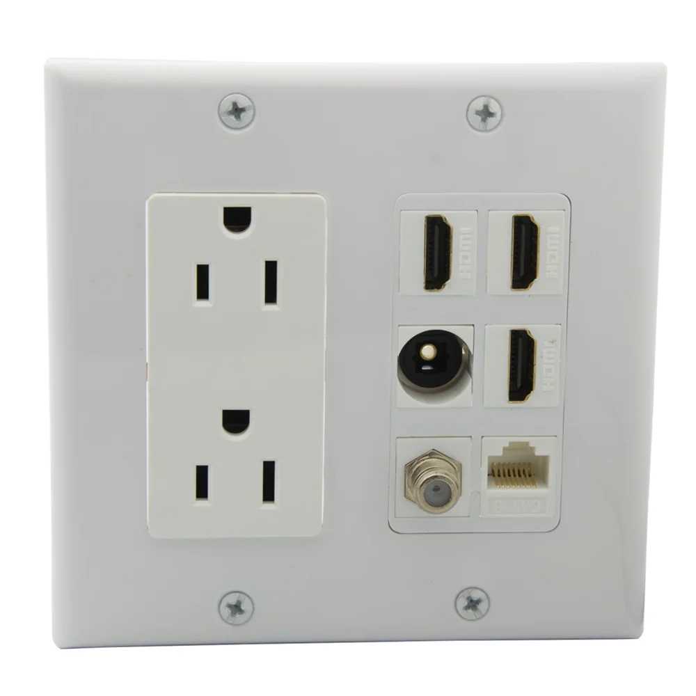2 комплекта декоративный стиль F RG6 TV CAT6 RJ45 Toslink 3 порта HDMI американский