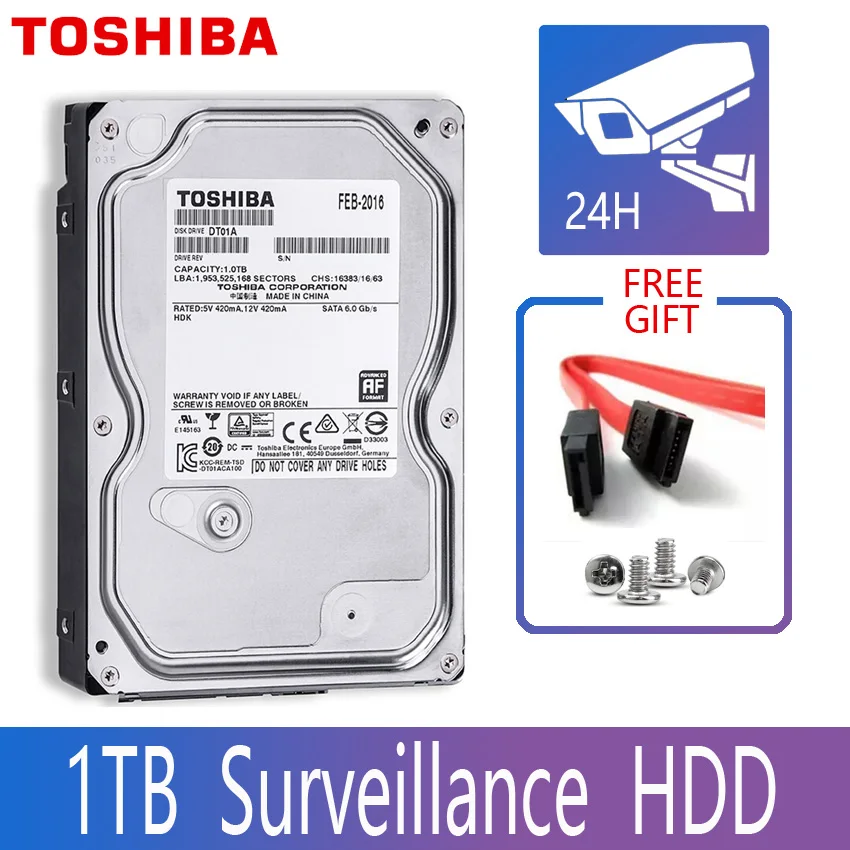 TOSHIBA 1 ТБ жесткий диск видеонаблюдения DVR NVR CCTV монитор HDD HD Внутренний SATA III 6 ГБ/сек.