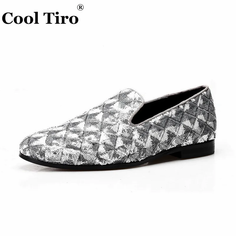 Cool Tiro Silve/парусиновые мужские лоферы с блестками мокасины шлепанцы блестящие