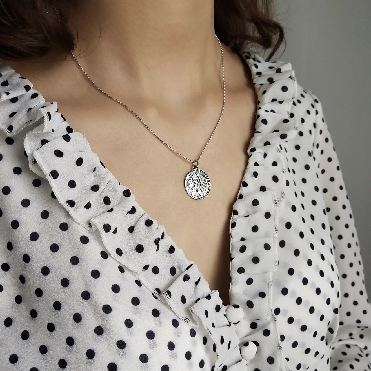 Женское колье с шаровой цепочкой из стерлингового серебра 925 пробы платиновой