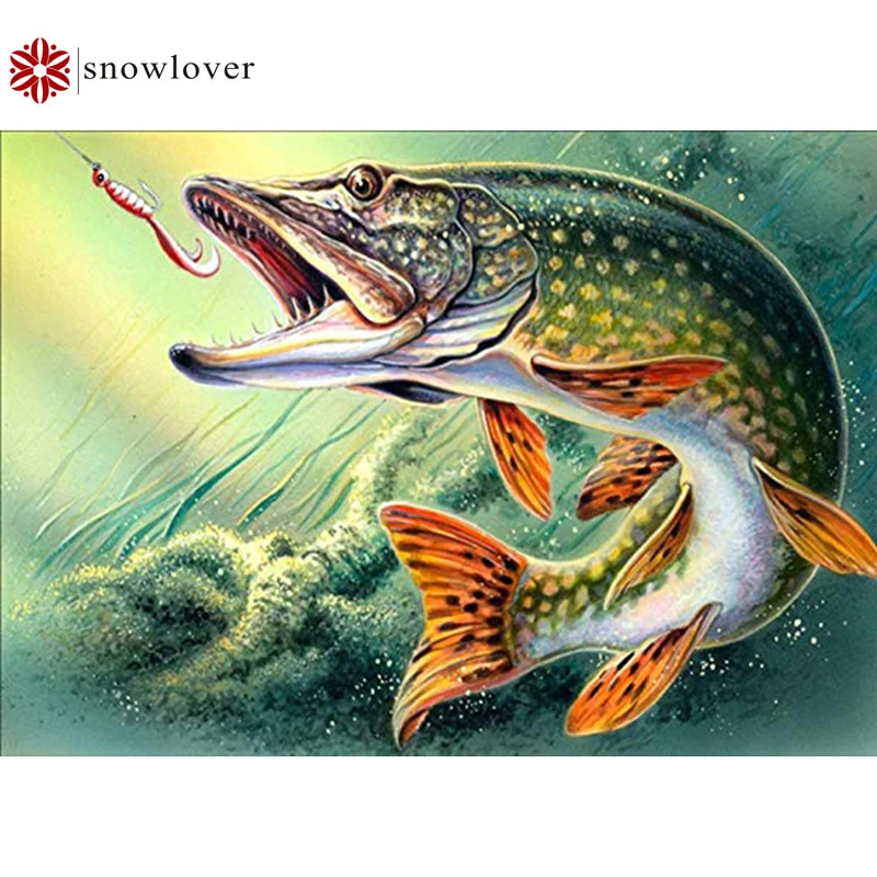 Алмазная 5D картина Sonwlover для творчества полноразмерная с изображением рыбы