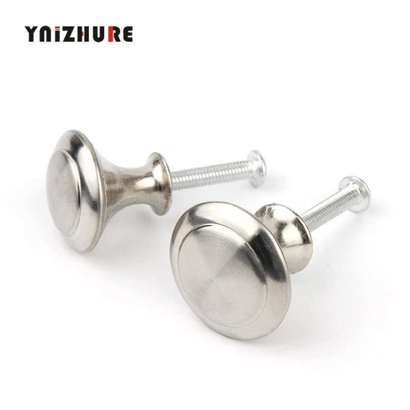 Diameter 24mm 28mm Zinc Satin Nickel Cabinet Pull Cupboard Drawer Handle Knobs Wardrobe With Screw Furniture Hardware | Обустройство