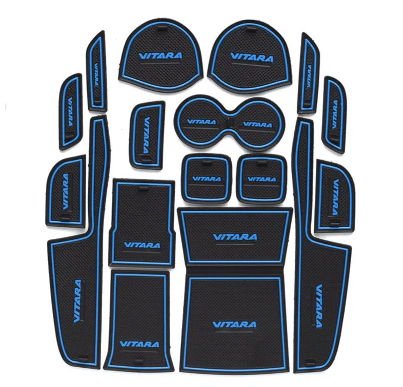 17Pcs Car Interior Gate Slot Mat Cup Holder Rubber Door Groove Latex Fit For VITARA 2016 |