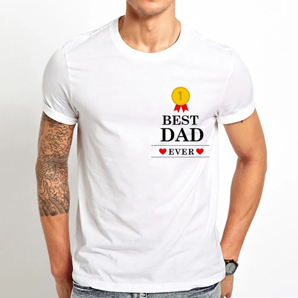 Забавная Мужская футболка с надписью world best dad ever badge Новинка лета 2019 белая крутая