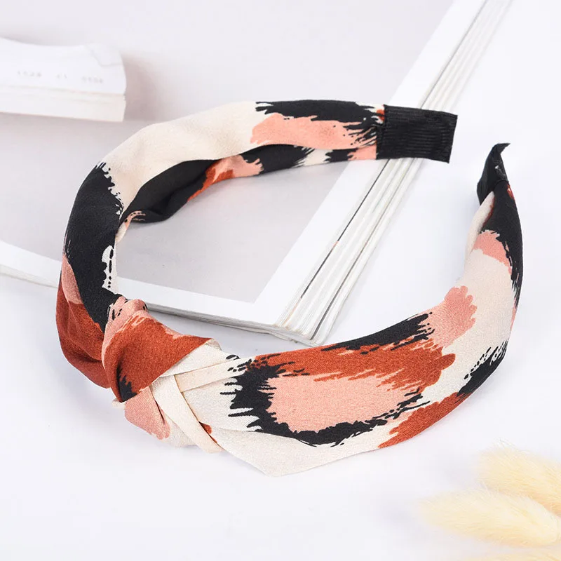 

Elastic Ladies Leopard Hot Sale Twist Knot Headband 1PC High Quality Hair Band Boho Popular Fabric Cross Women Hair Accessories