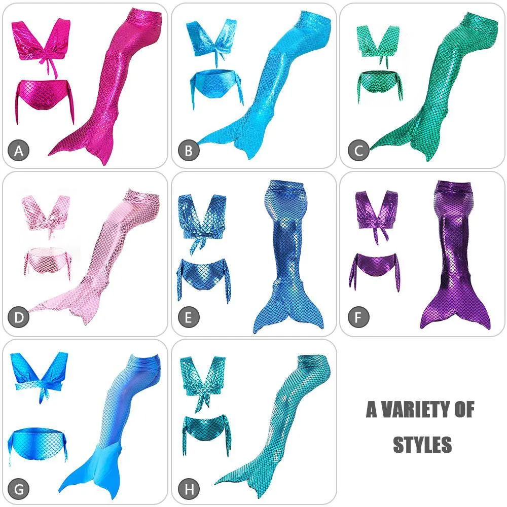

2019 Little Mermaid Tails for Swimming Costume Mermaid Tail Cosplay Girls Swimsuit Kids Children Swimmable suit