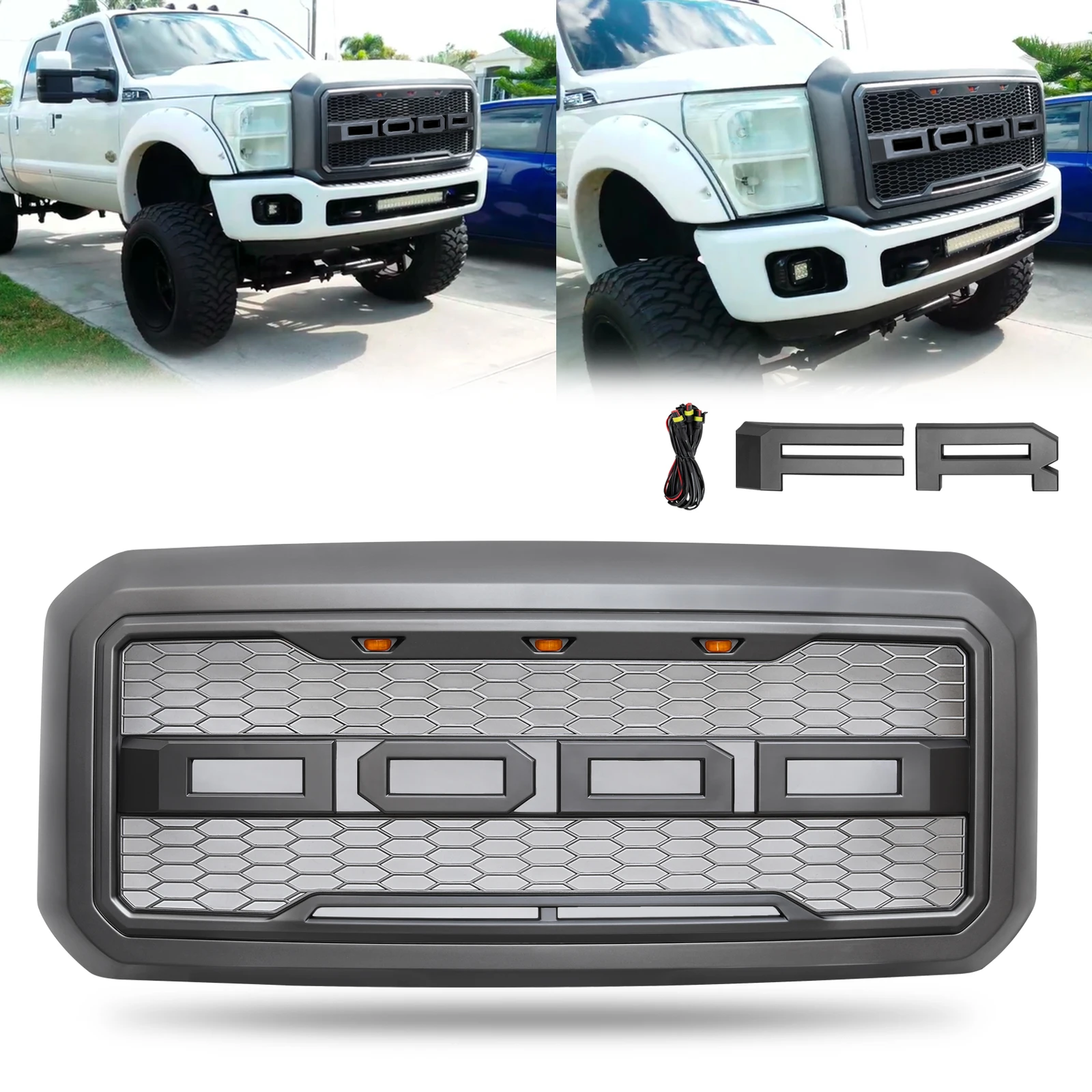 Передняя решетка для 2011 2016 Raptor стиль запасная решетки Ford F250 супер Duty США наличии