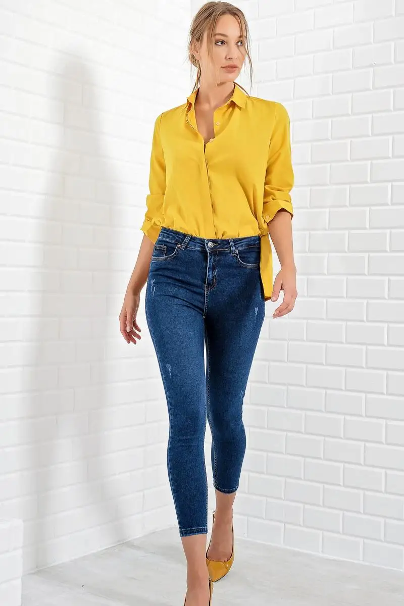Trend: alacati Style Women Blue High Waist Skinny Jean ALC-5384 |