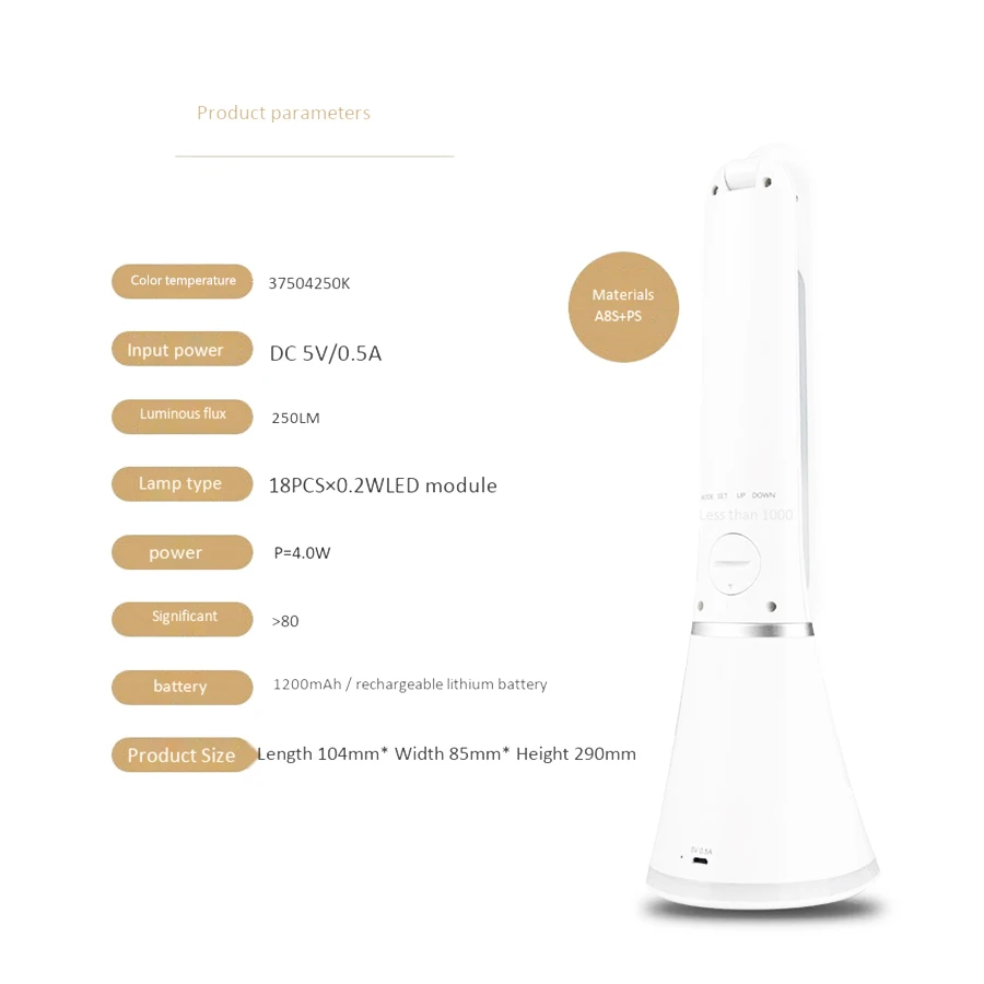 Usb Led Настольная лампа 4 Вт Складная с регулируемой яркостью календарем