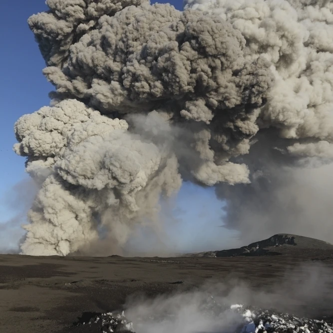 Eyjafjallajokull извержение паром Лава бомба ударный кратер Исландии плакат печать