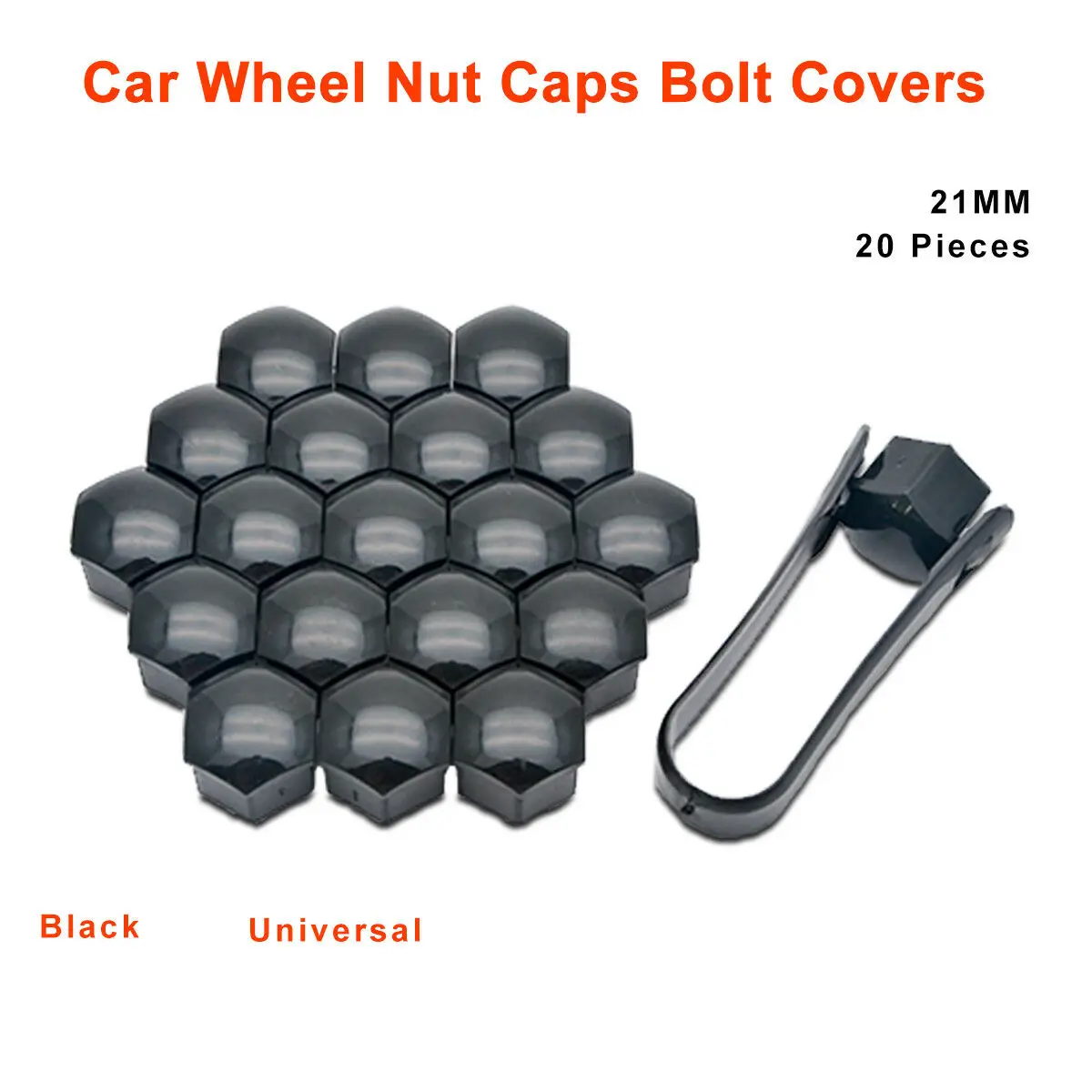 

Black Universal Auto Car Wheel Tyre Lug Bolt Nut Covers Caps&Tool Wheel Nut Caps Bolt Covers Auto Accessories 21MM 20pcs