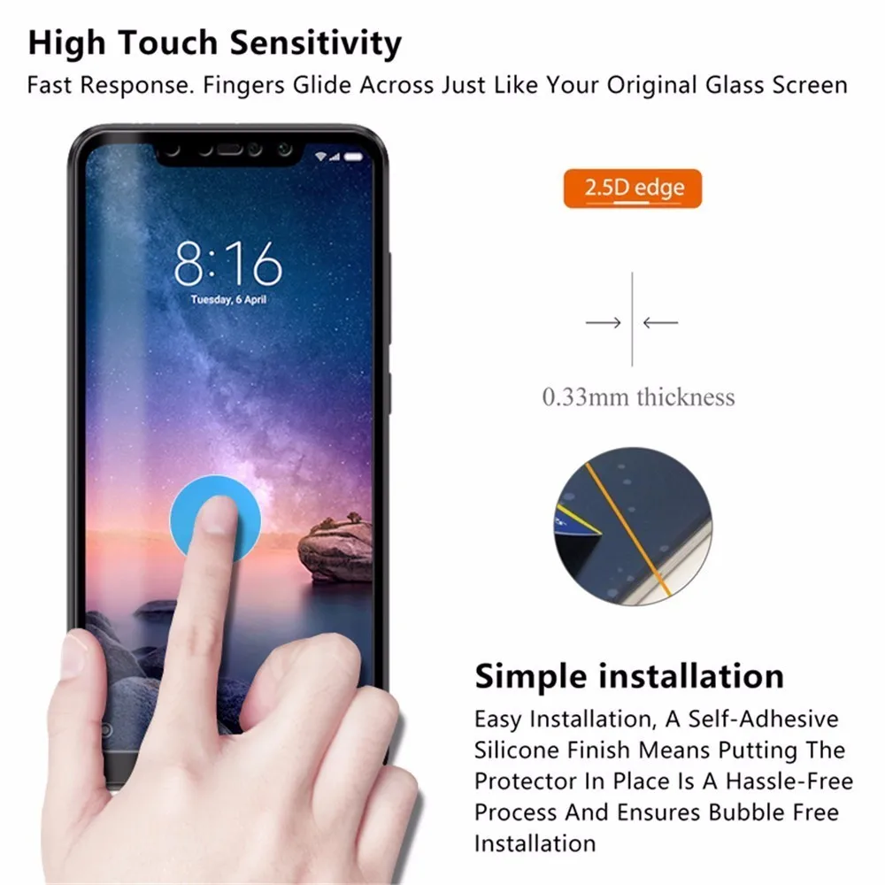 Защитное стекло с полным покрытием для Xiaomi Redmi 6 Pro 2.5D защитная пленка экрана 7 7A K20